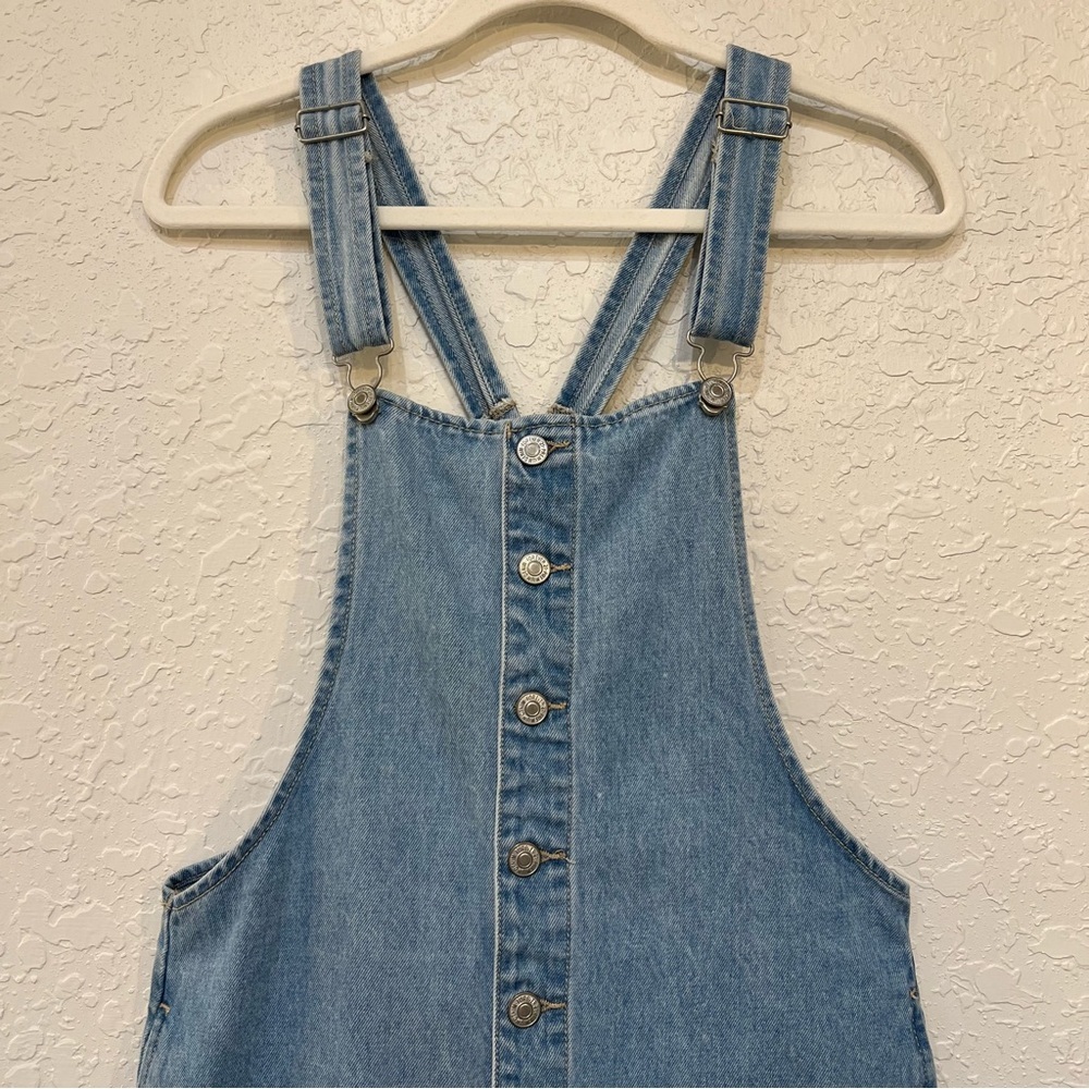 Forever 21 Denim Overall Dress Button Front Racerback Mini Small - Picture 2 of 10